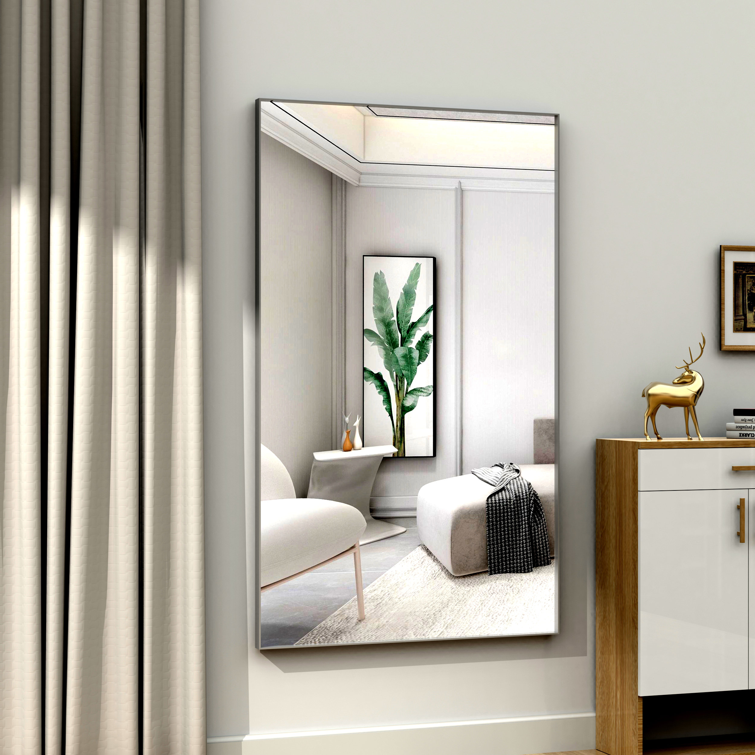 Latitude Run® 60*36" Oversized Modern Rectangle Bathroom Mirror With ...